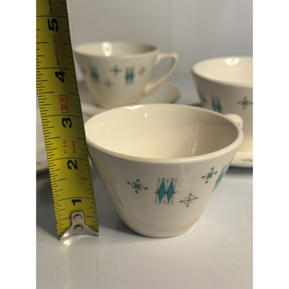 VTG 50s Salem American Ironstone Tea Coffee Cups & Saucers Set 4 Cups 3 Saucers - Picture 9 of 9